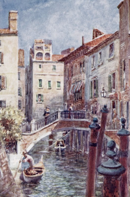 En kanal i Venedig (färg litho) av Joseph (after) Finnemore