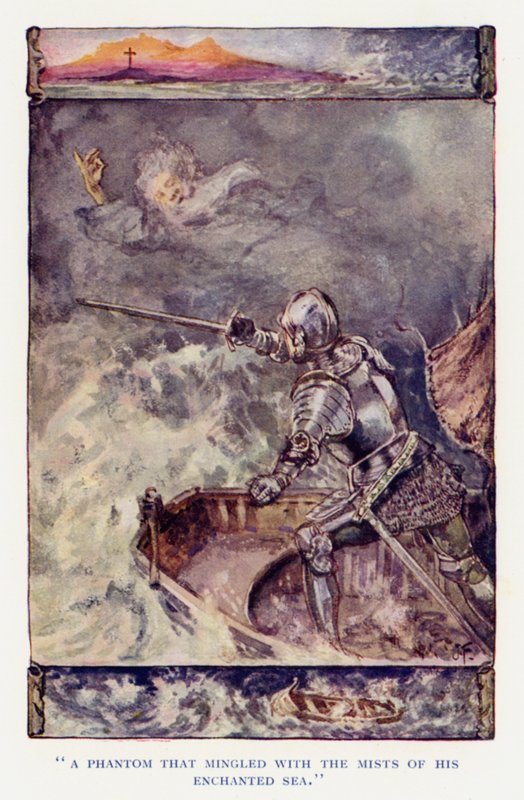 Illustration för Sir Knight of the Splendid Way (färg litho) av Joseph (after) Finnemore
