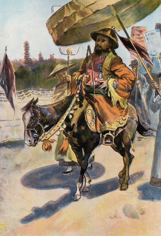 Robinson Crusoe: A Chinese Don Quijote (färg litho) av Joseph (after) Finnemore