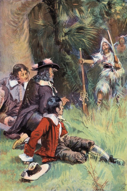 Robinson Crusoe: Jag ropar högt till dem på spanska (färg litho) av Joseph (after) Finnemore
