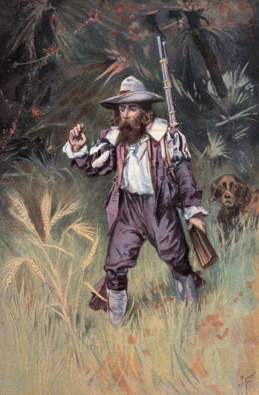 Robinson Crusoe: Jag tycker att korn växer (färg litho) av Joseph (after) Finnemore