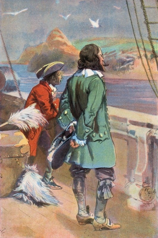 Robinson Crusoe: Jag lämnar ön (färg litho) av Joseph (after) Finnemore