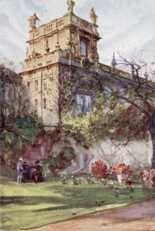 Trinity College Chapel, från Balliol Gardens (färg litho) av Joseph (after) Finnemore