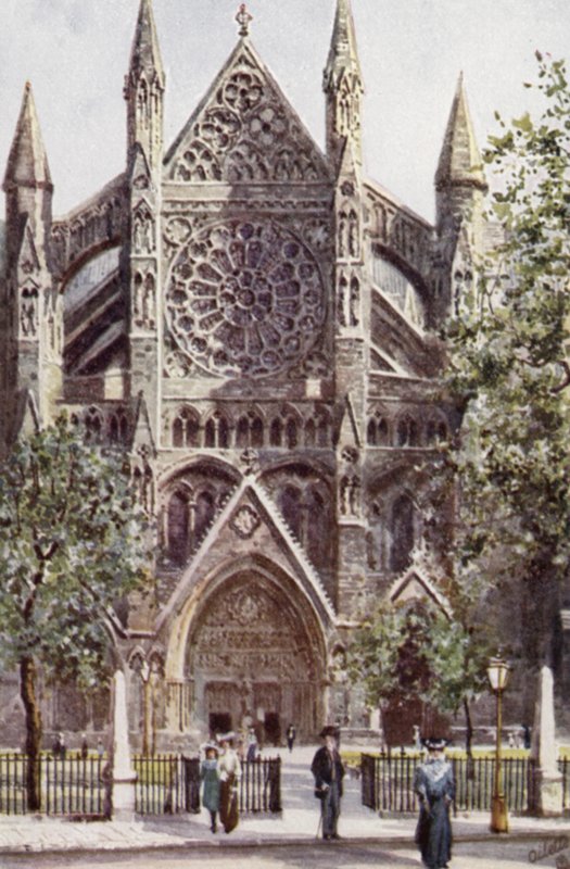 Westminster Abbey, North Transept (färg litho) av Joseph (after) Finnemore