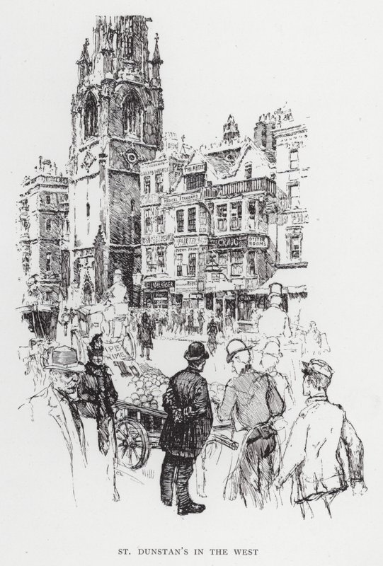 St Dunstans i väst (litho) av Joseph (after) Pennell