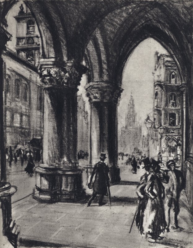 Strand, från lagdomstolen (litho) av Joseph (after) Pennell