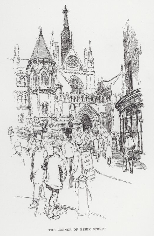 The Corner of Essex Street (litho) av Joseph (after) Pennell