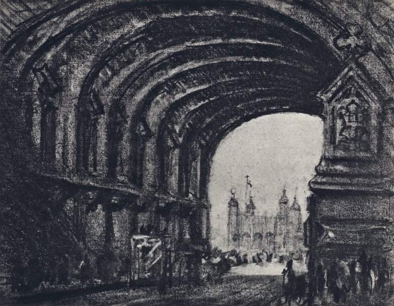 Tornet, från Tower Bridge (litho) av Joseph (after) Pennell