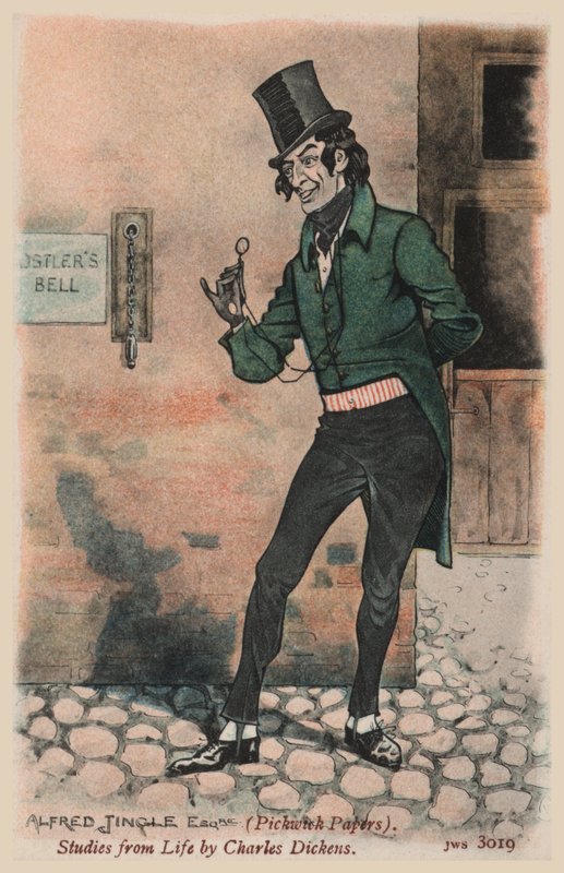 Alfred Jingle, Pickwick Papers (lito i färg) av Joseph Clayton  Clarke
