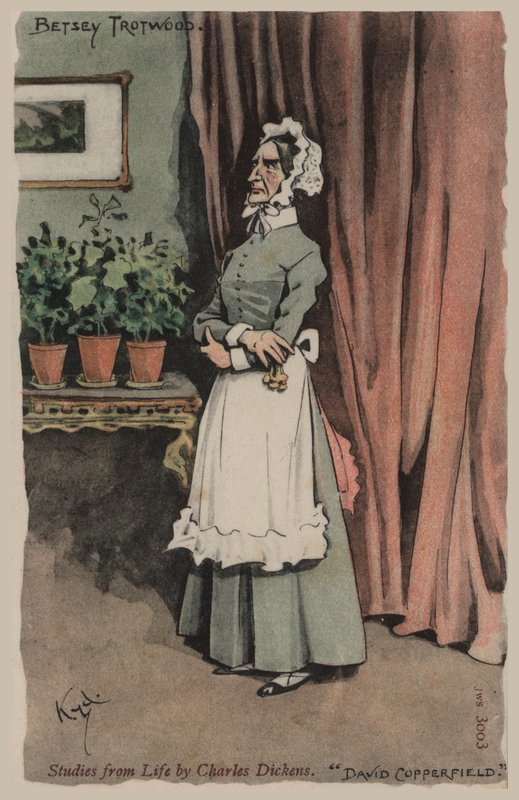 Betsey Trotwood, David Copperfield (litofärg) av Joseph Clayton  Clarke