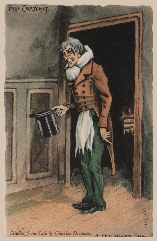 Bob Cratchit, A Christmas Carol (litho i färg) av Joseph Clayton  Clarke