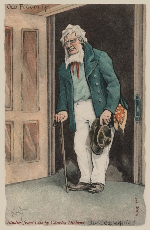 Old Peggotty, David Copperfield (litho i färg) av Joseph Clayton  Clarke