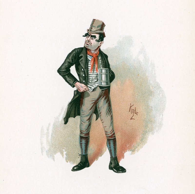 Bill Sikes, illustration från "Character Sketches from Charles Dickens", c.1890 av Joseph Clayton Clarke