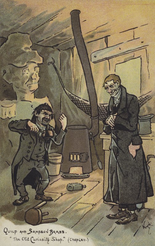 Quilp och Sampson Brass, The Old Curiosity Shop av Joseph Clayton Clarke