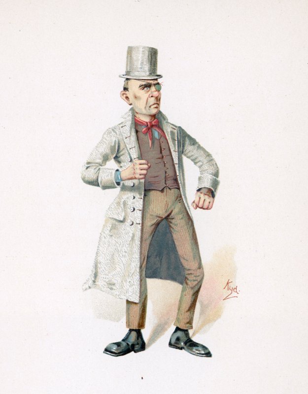 Spelhönan, illustration från "Character Sketches from Charles Dickens", ca 1890 av Joseph Clayton Clarke