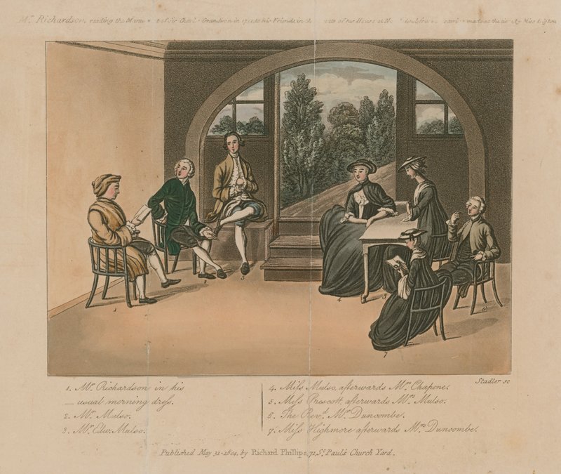 Mr Richardson läste manuskriptet av Charles Grandison 1751 av Joseph Constantine Stadler