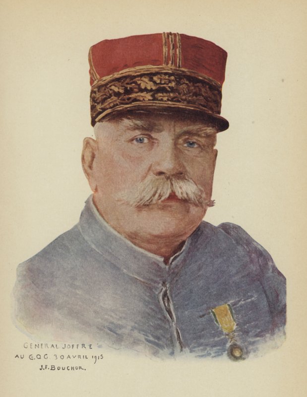 Joseph Joffre, fransk general (färg litho) av Joseph Felix Boucher