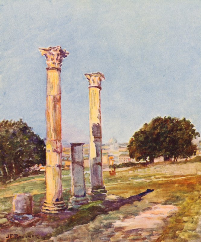 Rom: På Palatinen, Augustus bibliotek (färglitografi) av Joseph Felix Bouchor
