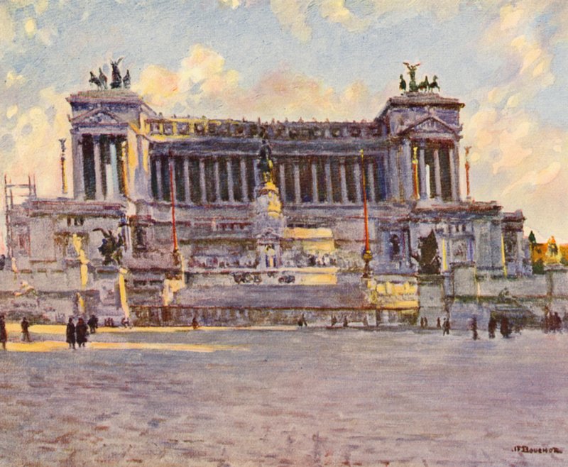 Rom: Victor Emmanuel-monumentet (färglitografi) av Joseph Felix Bouchor
