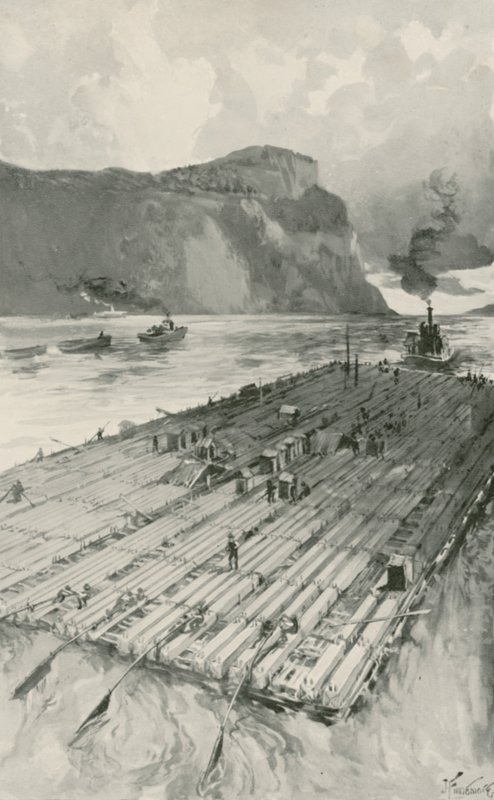 En timmerflotte släpas ner St. Lawrence av Joseph Finnemore