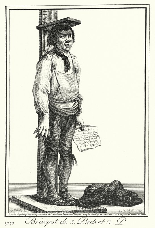 En fem fot tre tums crackpot (gravyr) av Joseph Franz von (after) Goez