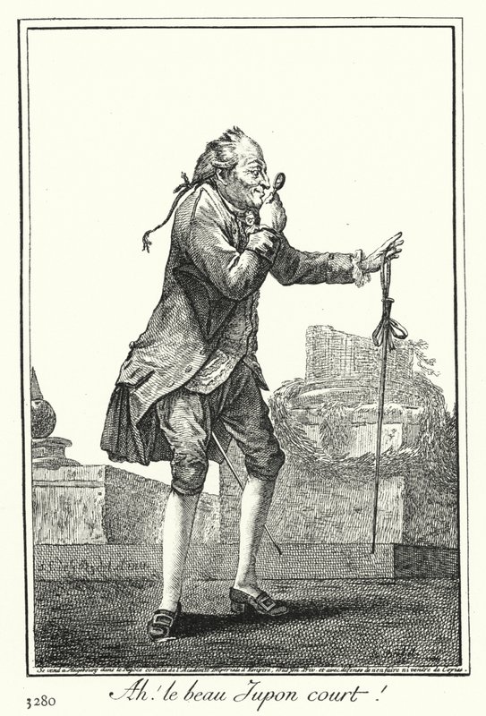 Ah! Den vackra korta kjolen (gravyr) av Joseph Franz von (after) Goez