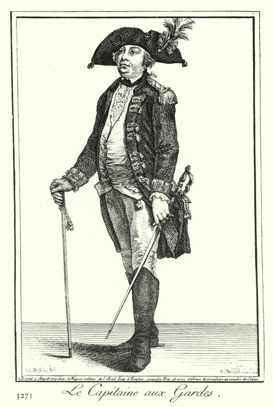 Gardets kapten (gravyr) av Joseph Franz von (after) Goez
