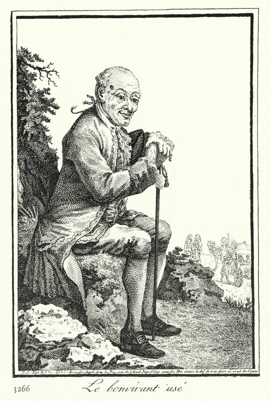 The Worn Out Bon Viveur (gravyr) av Joseph Franz von (after) Goez