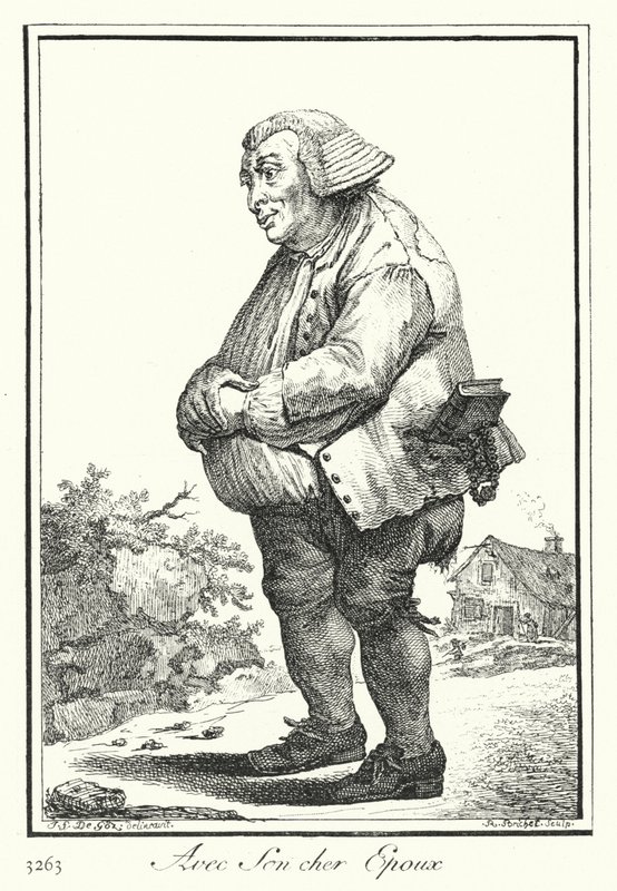 Med sin kära man (gravyr) av Joseph Franz von (after) Goez
