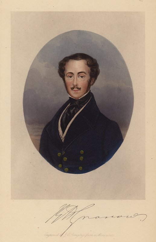 Rees Howell Gronow, eller kapten Gronow (kolorerad gravyr) av Joseph Grego
