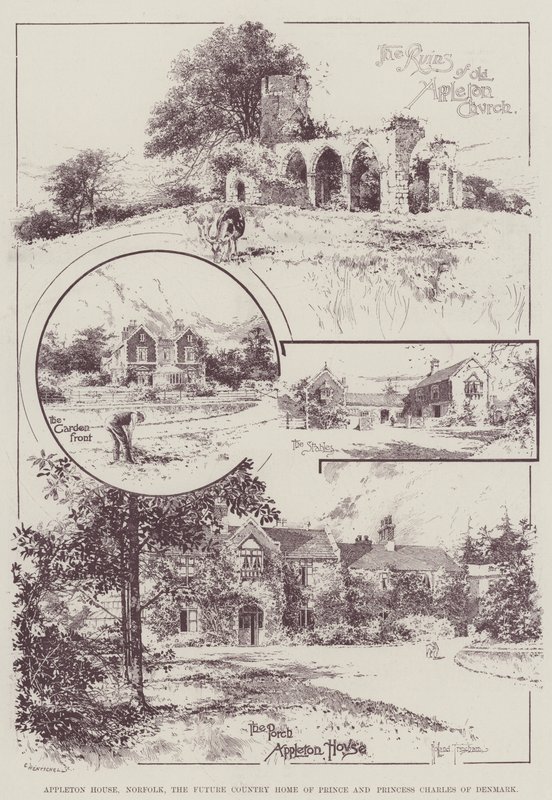 Appleton House, Norfolk, det framtida landet för prins och prinsessa Charles av Danmark av Joseph Holland Tringham