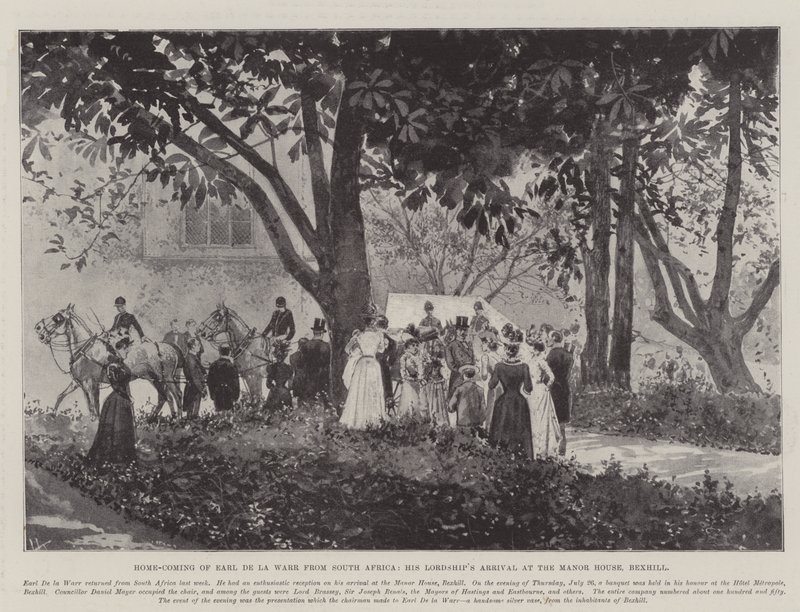 Earl de la Warrs hemkomst från Sydafrika, His Lordships ankomst till Manor House, Bexhill av Joseph Holland Tringham