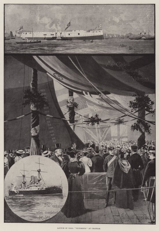 Lansering av HMS Victorious på Chatham av Joseph Holland Tringham