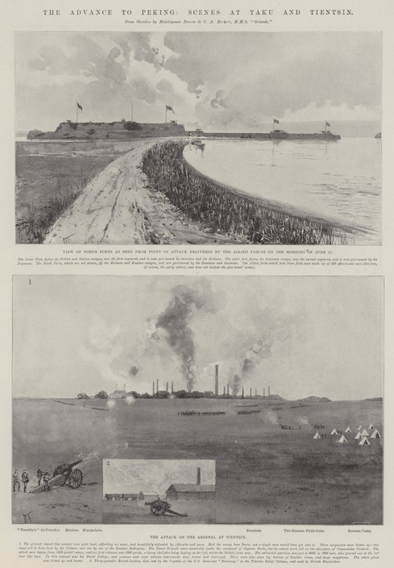 The Advance to Peking, scener vid Taku och Tientsin av Joseph Holland Tringham