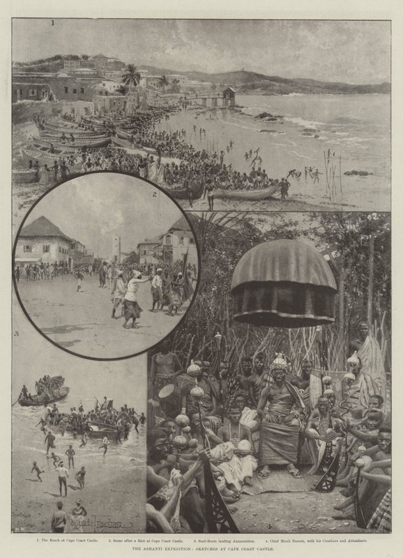 Ashanti-expeditionen, skisser från Cape Coast Castle av Joseph Holland Tringham
