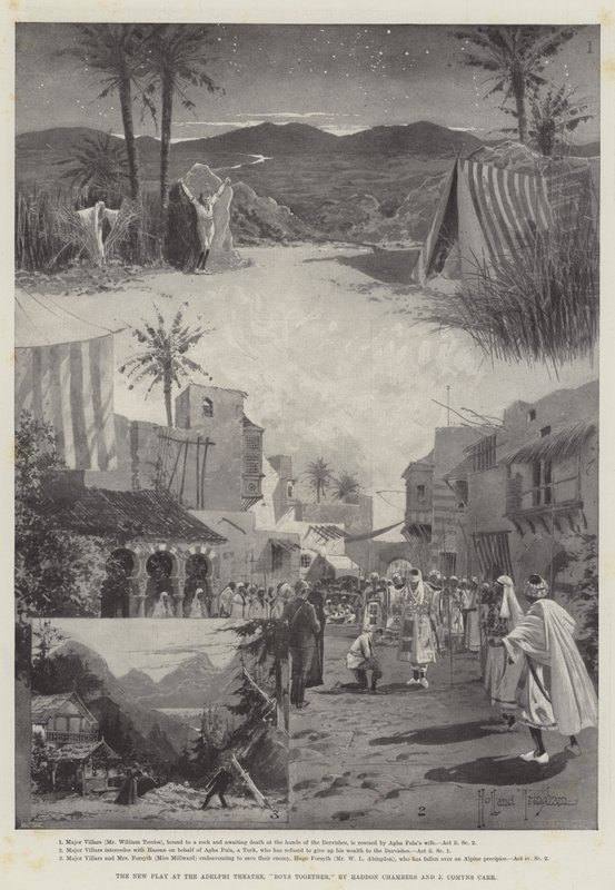The New Play at the Adelphi Theatre, Boys Together, av Haddon Chambers och J Comyns Carr av Joseph Holland Tringham