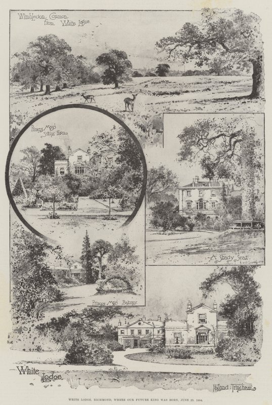 White Lodge, Richmond, där vår framtida kung föddes, 23 juni 1894 (gravyr) av Joseph Holland Tringham