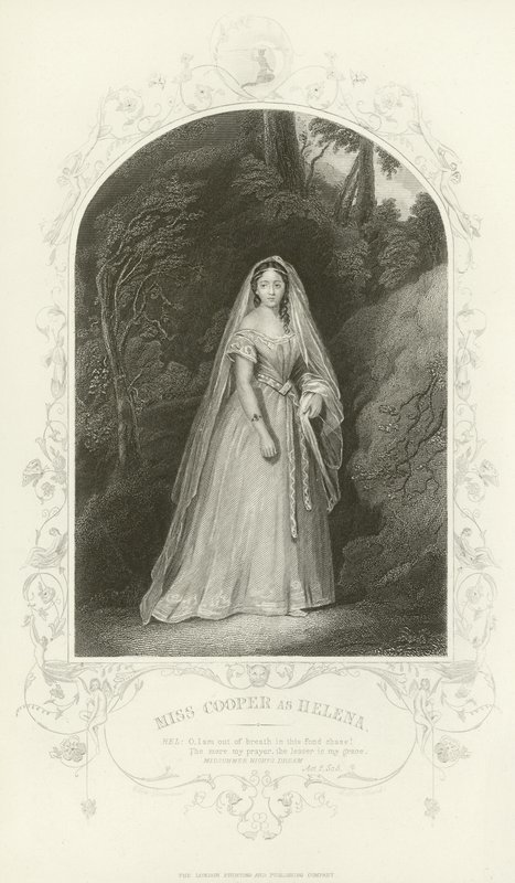 Miss Cooper som Helena, En midsommarnattsdröm, akt II, scen iii av Joseph Kenny Meadows
