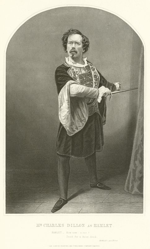 Mr Charles Dillon som Hamlet, akt III, scen IV av Joseph Kenny Meadows