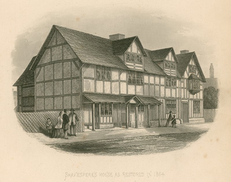 Shakespeares hus som restaurerades 1864 av Joseph Kenny Meadows