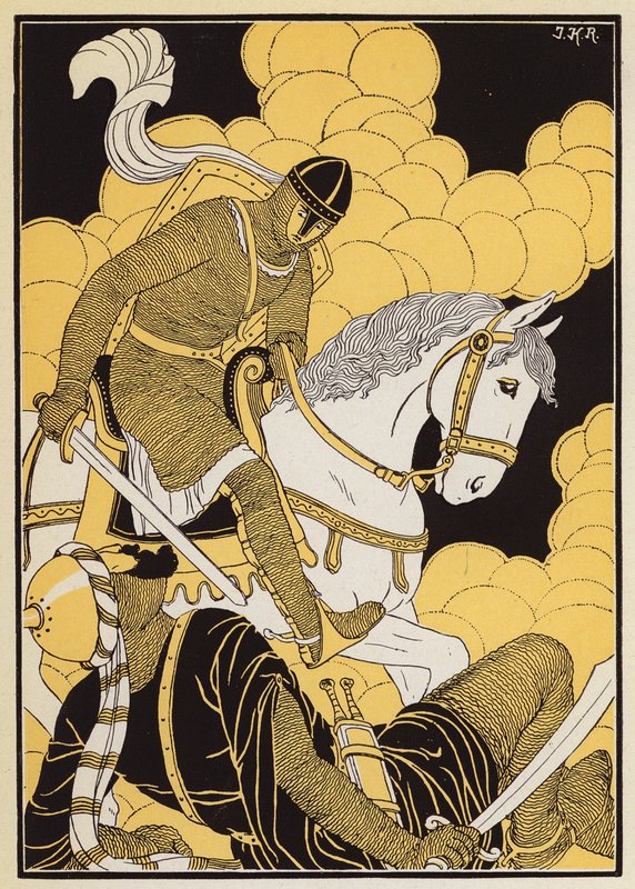 Le Combat de Guillaume Contre le Geant Corsolt (färglitografi) av Joseph Kuhn Regnier