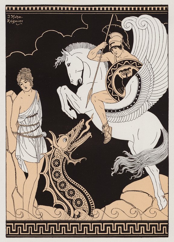 Perseus och Andromeda (färglitografi) av Joseph Kuhn Regnier
