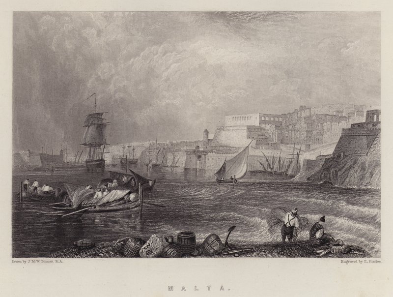 Malta (färg litho) av Joseph Mallord William (after) Turner