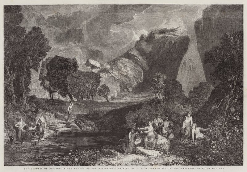 Discordens gudinna i Hesperidernas trädgård, i Marlborough House Gallery av Joseph Mallord William Turner