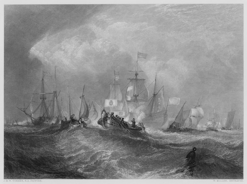 The Prince of Orange Landing at Torbay, från bilden i Vernon Gallery av after Joseph Mallord William Turner
