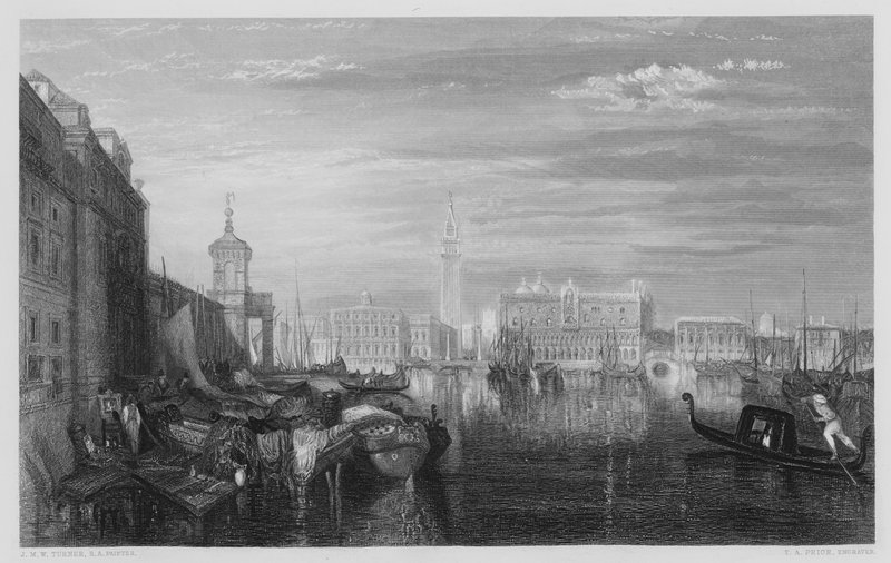 Venedig, Canal Grande, från bilden i Vernon Gallery av after Joseph Mallord William Turner