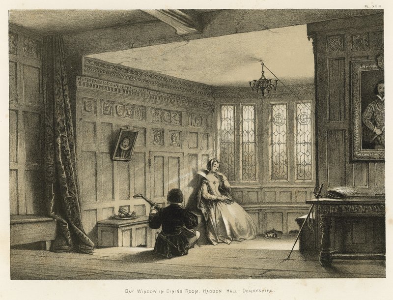 Burnack i matsalen, Haddon Hall, Derbyshire av Joseph Nash