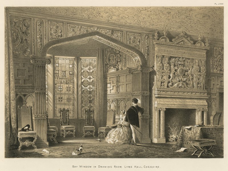 Bay Window i salongen, Lyme Hall, Cheshire av Joseph Nash
