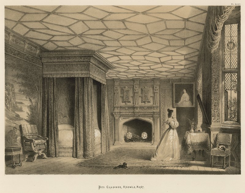 Bed Chamber, Knowle, Kent av Joseph Nash