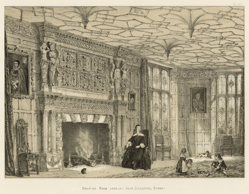 Drawing Room, Loseley, nära Guildford, Surrey av Joseph Nash